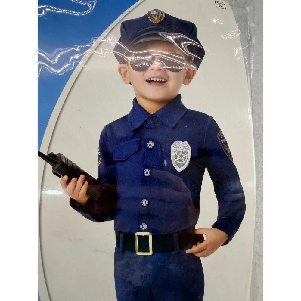 Spirit Halloween Police Officer Costume Toddler 5T-6T Navy Blue 4 Piece Set